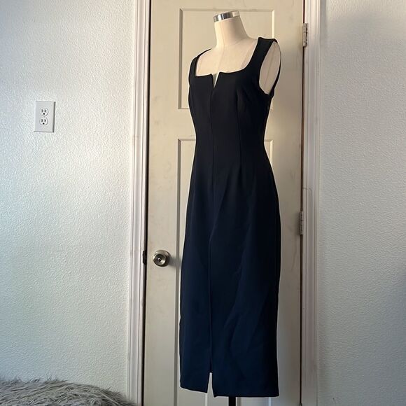 Zara  SLIM Black DRESS WITH SQUARE NECKLINE Sz-Small - Picture 14 of 16